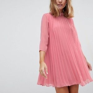 Pleated Trapeze Mini Dress